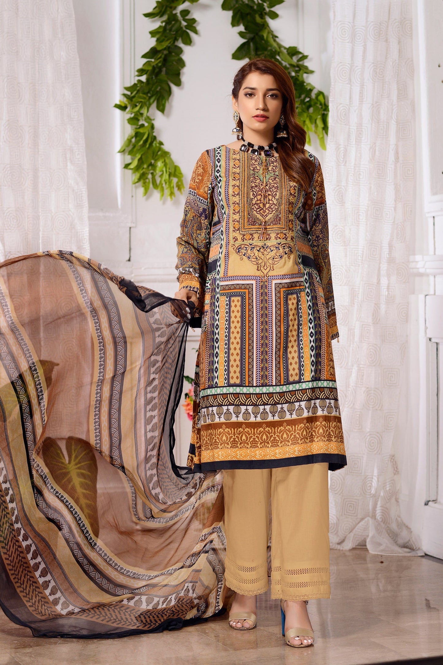 Daylilies  - DIGITAL PRINTED & EMBROIDERED LAWN 3PC