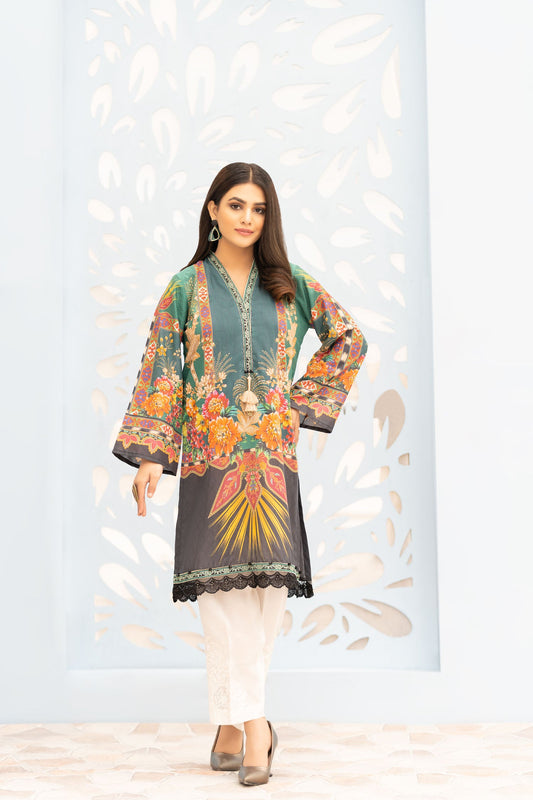 Cathin - Digital Printed Stitched Lawn Kurti