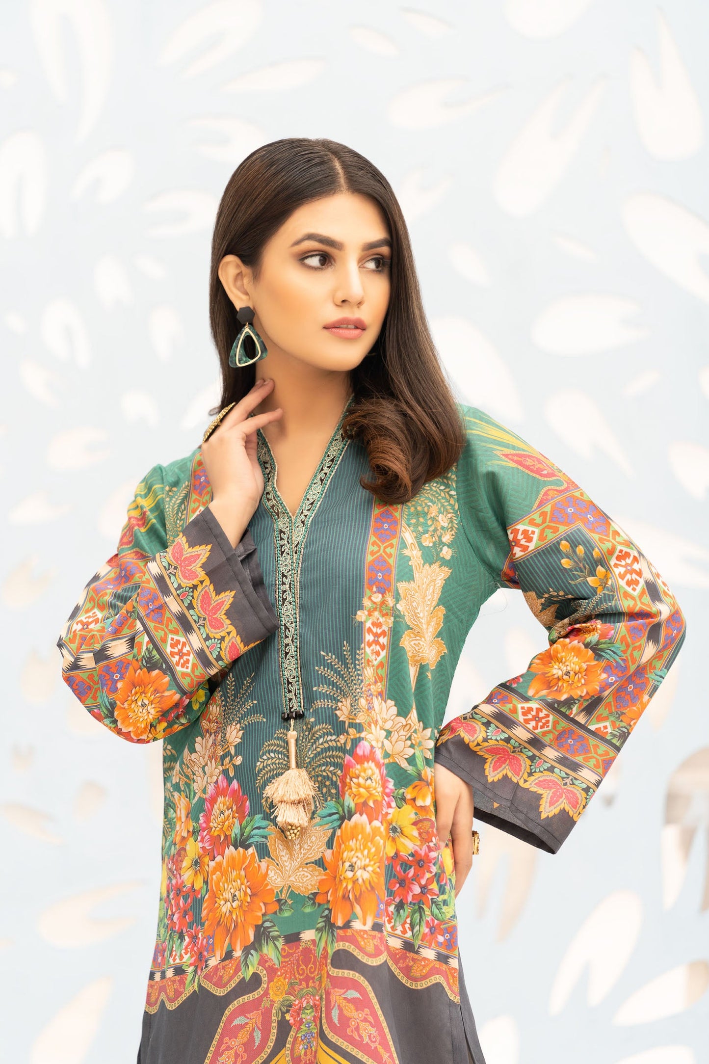 Cathin - Digital Printed Stitched Lawn Kurti