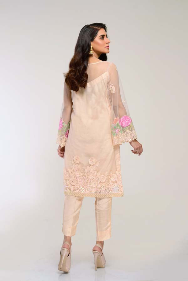 CHAMPAGNE – EMBROIDERED NET 2 PIECE (UNSTITCH)