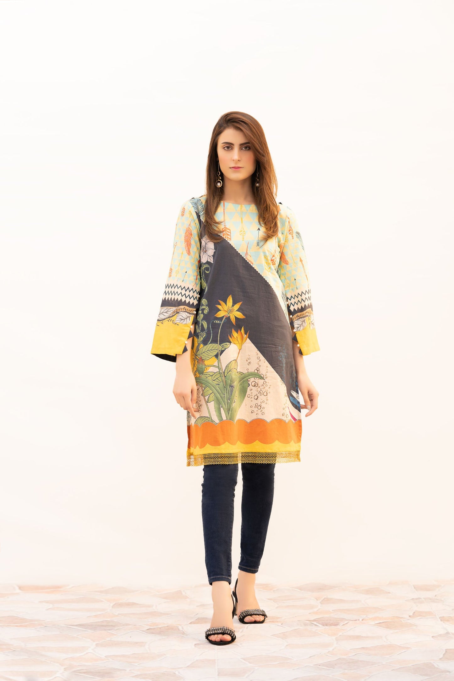Brunia - Digital Printed Stitched Lawn Kurti