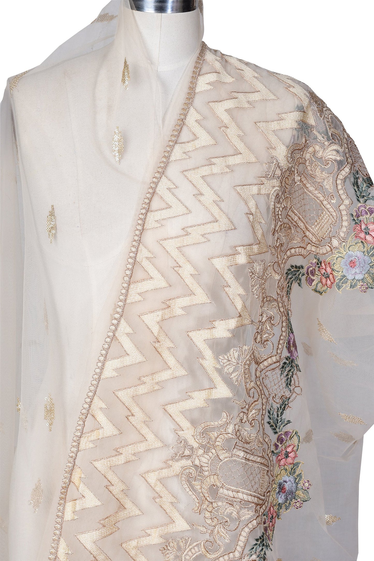 Embroidered Net Dupatta