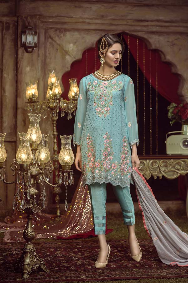 DOWNY - EMBROIDERED CHIFFON UNSTITCHED 3 PIECE