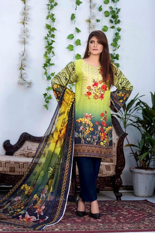 Spruce - Digital Printed & Embroidered Karandi 3PC