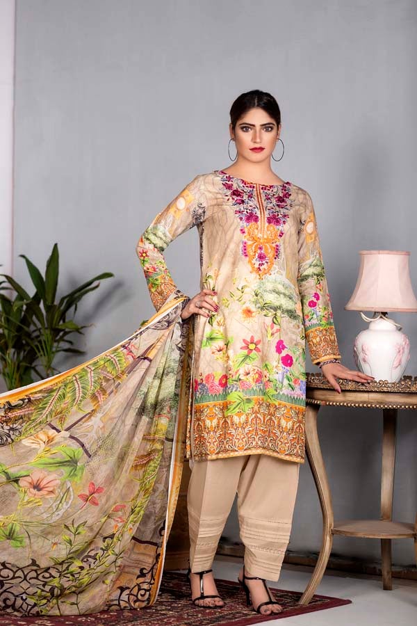 Ember - Digital Printed & Embroidered Karandi 3PC