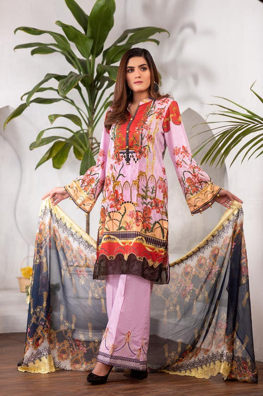 Crystal Pink - Digital Printed Lawn (Unstitch)