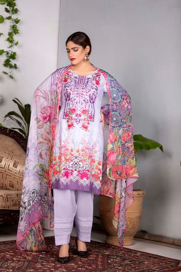 Ivy - Digital Printed & Embroidered Karandi 3PC