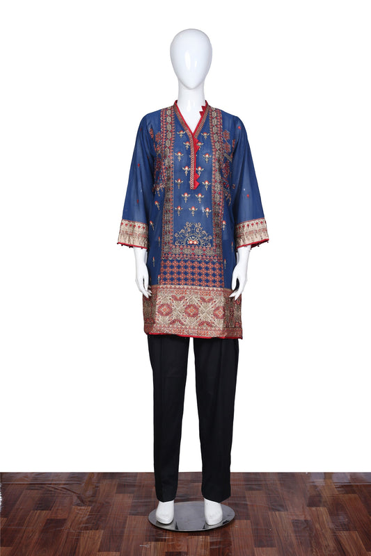 Dew Purple - Stitched Embroidered Swiss Shirt