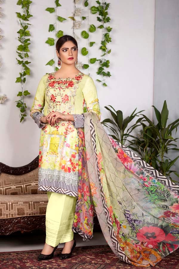 Neva - Digital Printed & Embroidered Karandi 3PC