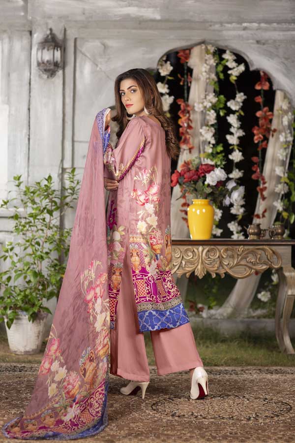 Rose - Digital Printed & Embroidered Viscose