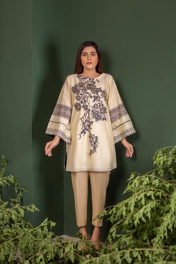 Crepe - Embroidered Lawn Stitch Shirt