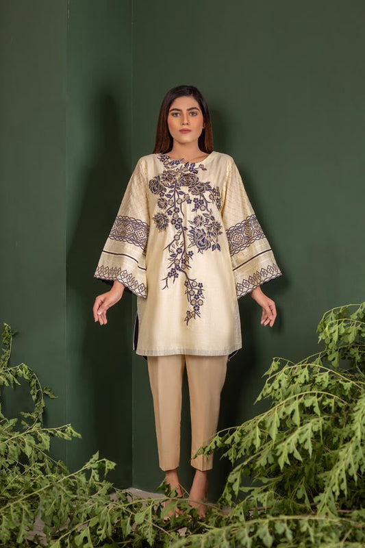 Crepe - Embroidered Lawn Stitch Shirt