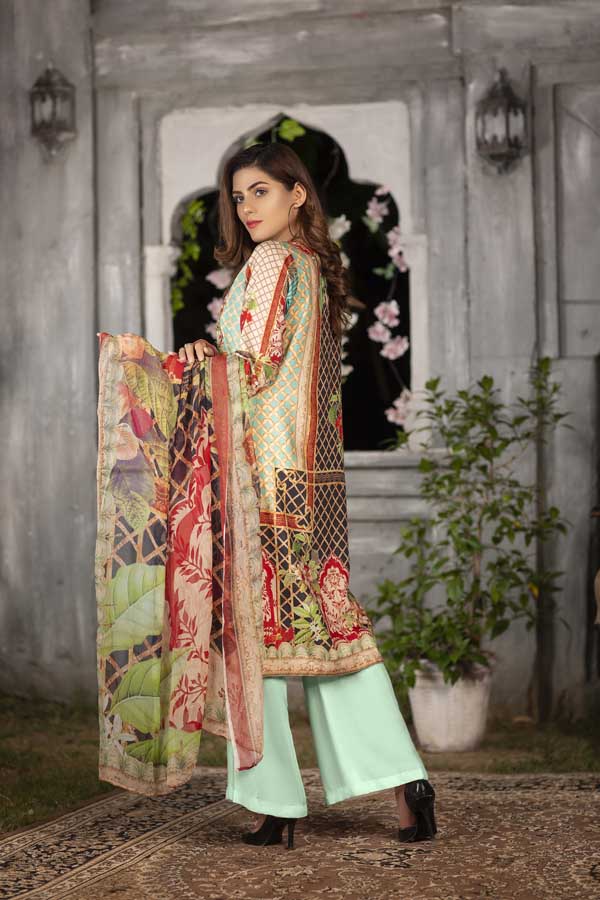 Mint - Digital Printed & Embroidered Viscose