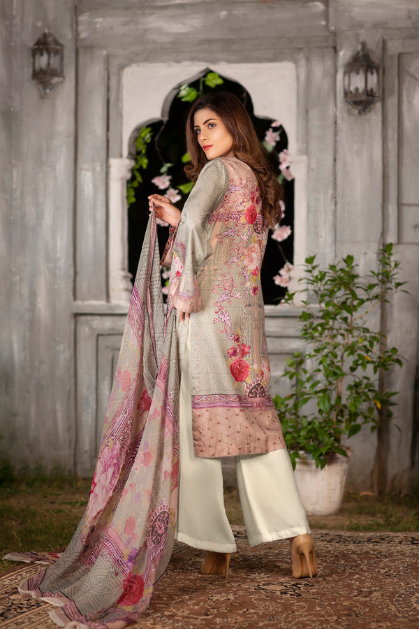 Ivory - Digital Printed & Embroidered Viscose