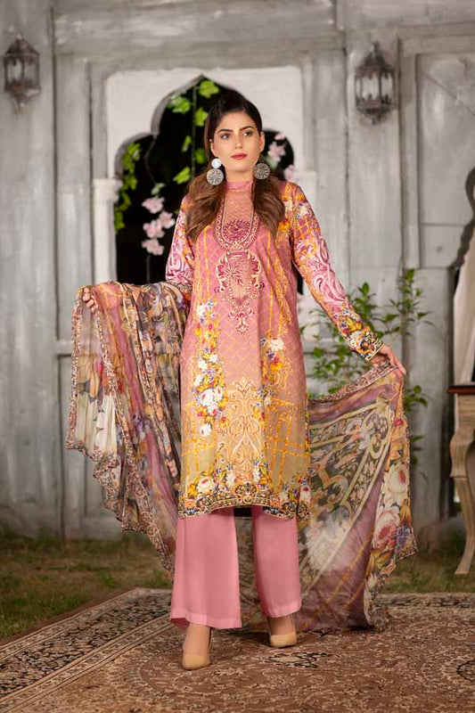 Flamingo - Digital Printed & Embroidered Viscose