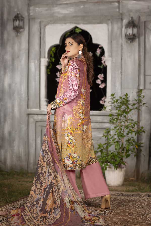 Flamingo - Digital Printed & Embroidered Viscose