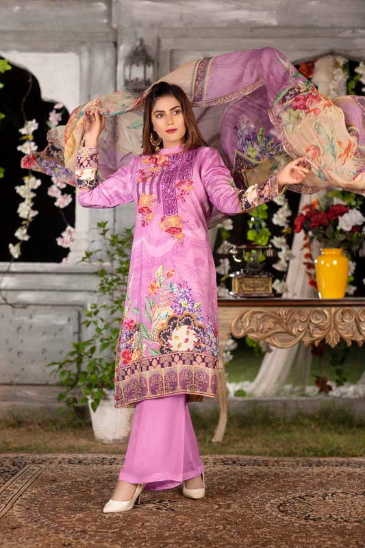 Helio- Digital Printed & Embroidered Viscose
