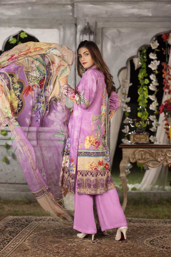 Helio- Digital Printed & Embroidered Viscose