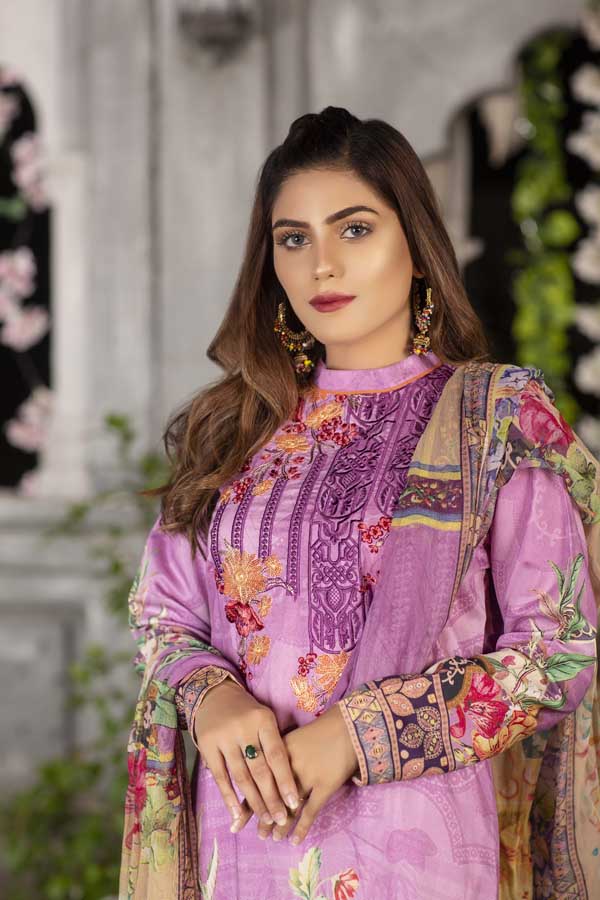 Helio- Digital Printed & Embroidered Viscose