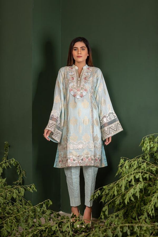 Comflower - Jacquard Embroidered Unstitch 2 Piece