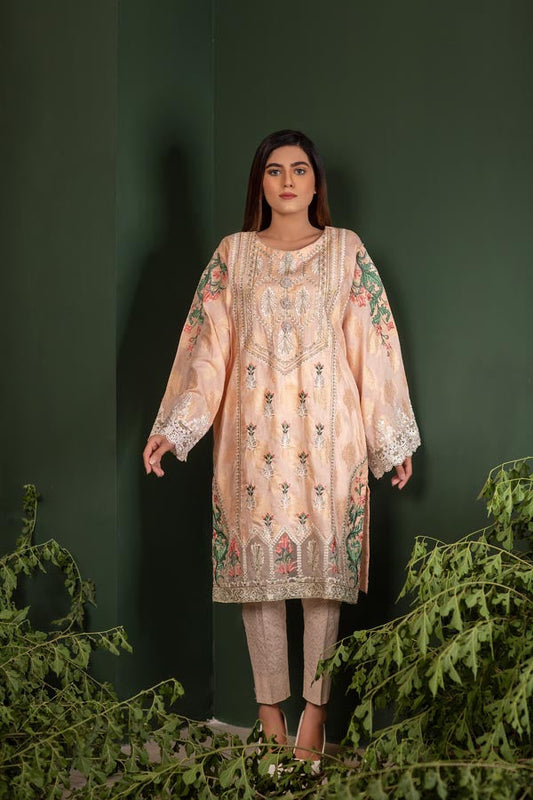 Lace - Jacquard Embroidered Unstitch 2 Piece