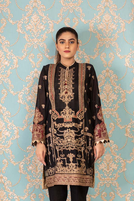 Black Bloom - Stitched Embroidered Swiss Shirt