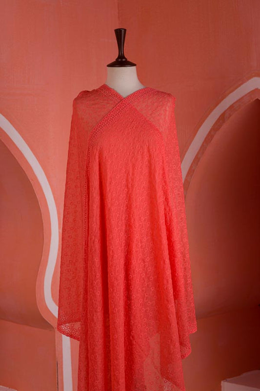 Chilli Red - Chikankeri Chiffon Dupatta