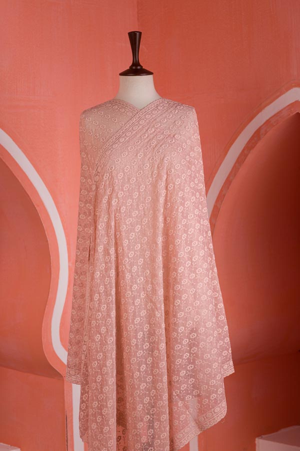 Blush Pink - Chikankeri Chiffon Dupatta