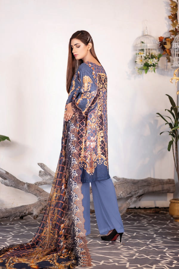 Belize Hole - Digital Embroidered Karandi