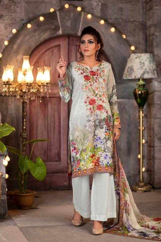 Cultured Pearl - DIGITAL PRINTED & EMBROIDERED KARANDI 3PC
