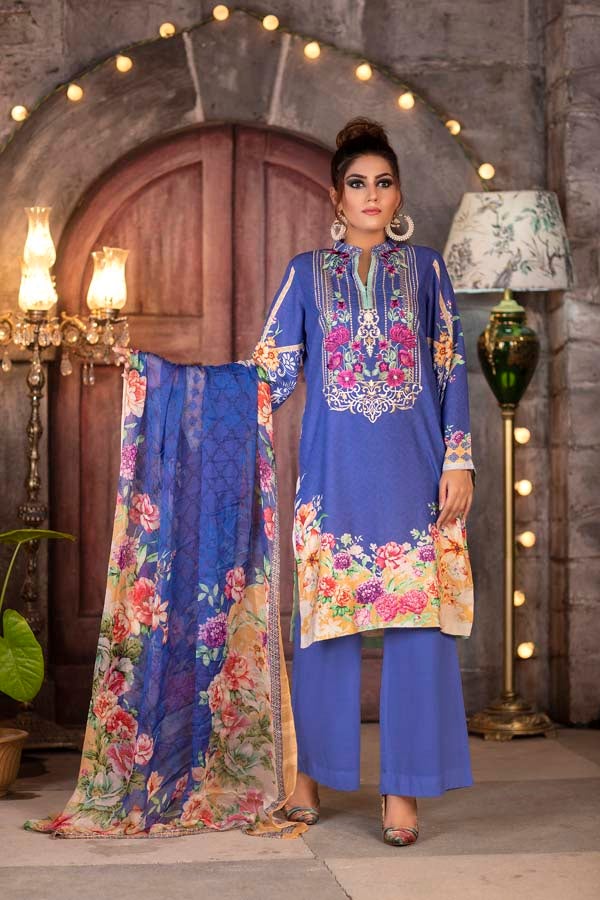 Caribbean - DIGITAL PRINTED & EMBROIDERED KARANDI 3PC