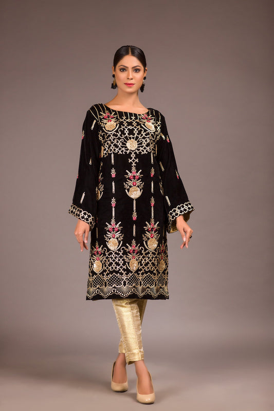 Dewind - Embroidered Velvet Unstitch Kurti
