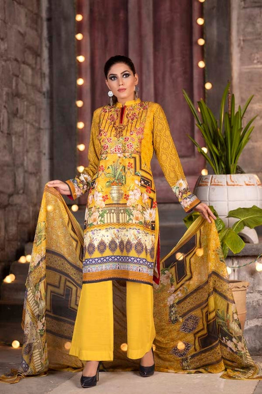 Cadmium Yellow - DIGITAL PRINTED & EMBROIDERED KARANDI 3PC