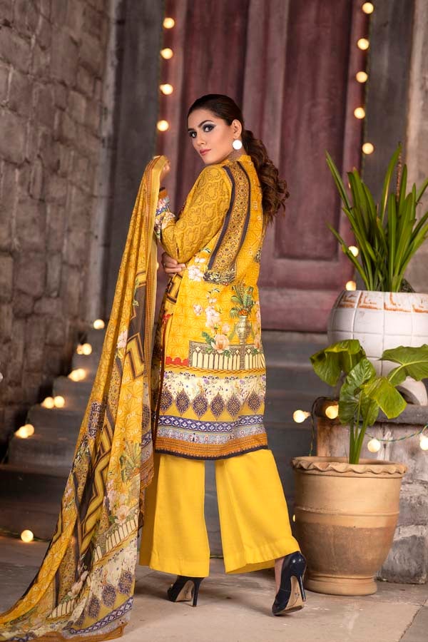 Cadmium Yellow - DIGITAL PRINTED & EMBROIDERED KARANDI 3PC