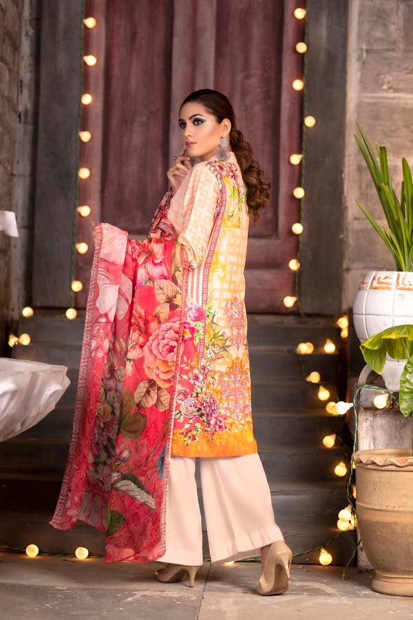 Cinnamon Satin - DIGITAL PRINTED & EMBROIDERED KARANDI 3PC