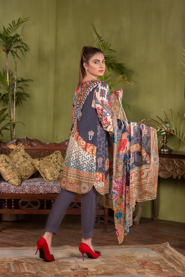 BURLY WOOD – DIGITAL EMBROIDERED LAWN(UNSTITCH)