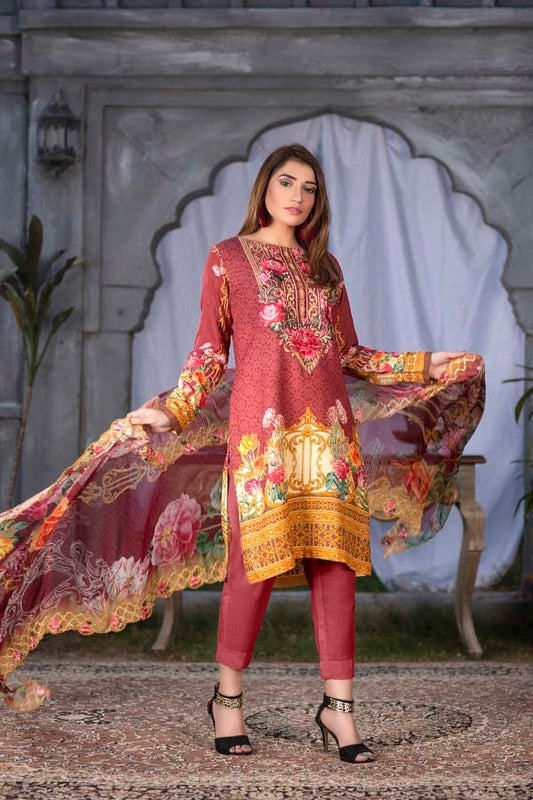Horizon Digital Printed & Embroidered Karandi 3PC
