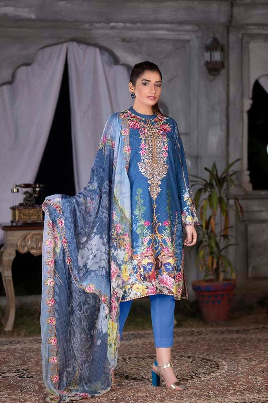 San Marino Digital Printed & Embroidered Karandi 3PC