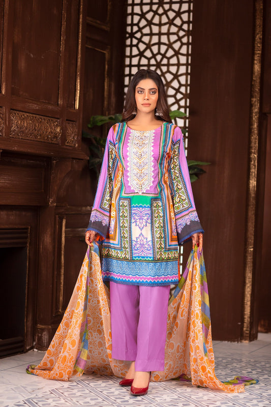 Purlin - Digital Printed & Embroidered Lawn Unstitch