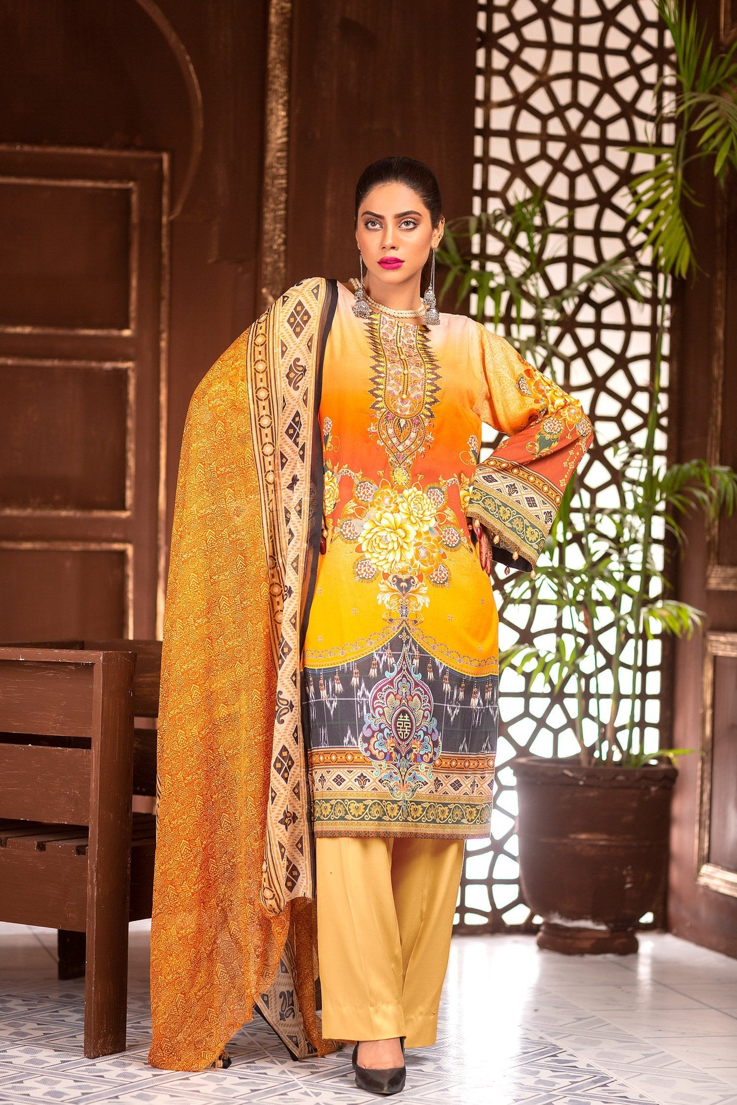 Burn Glow - Digital Printed & Embroidered Lawn Unstitch