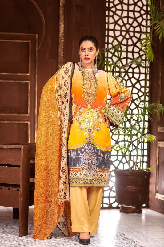 Burn Glow - Digital Printed & Embroidered Lawn Unstitch