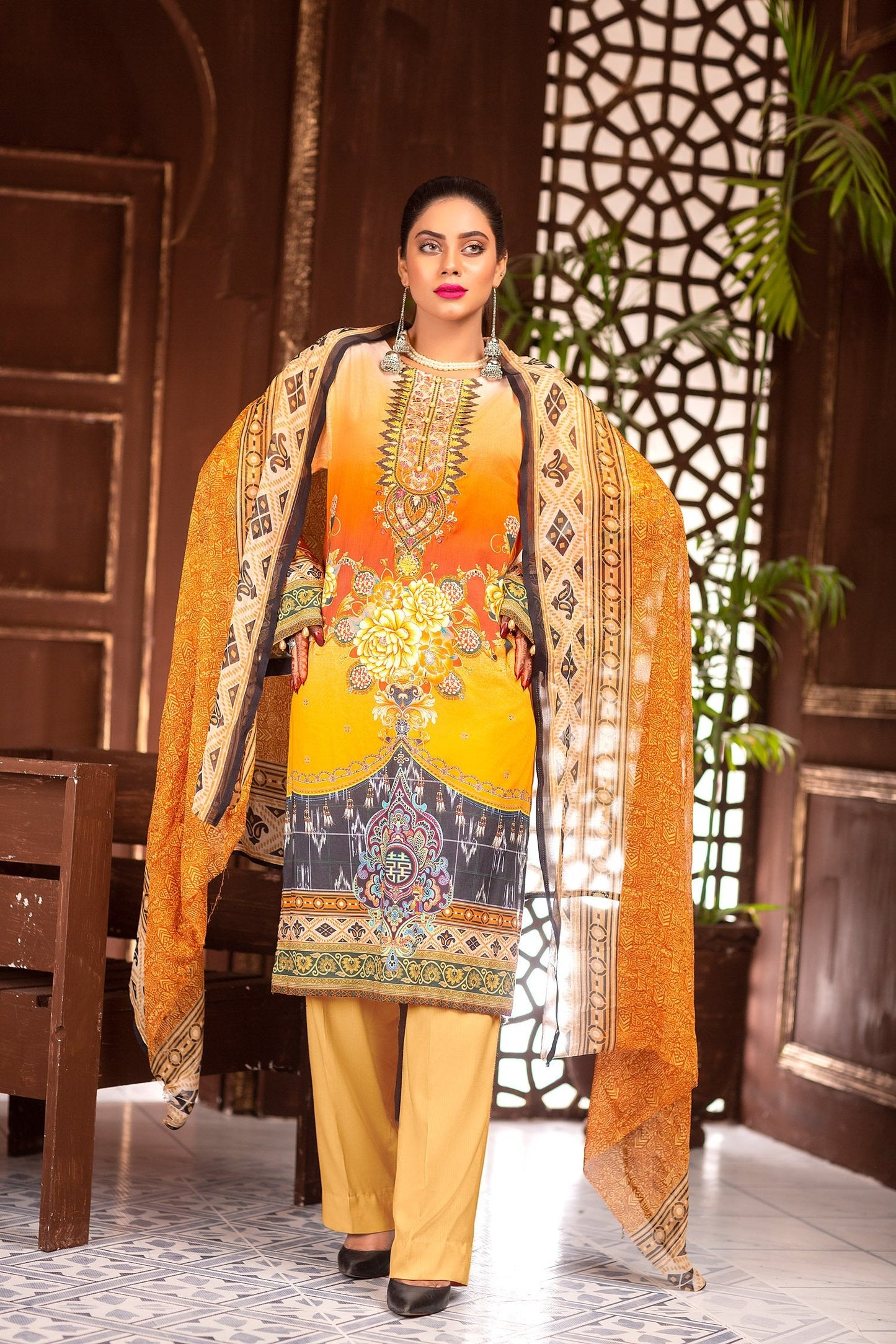 Burn Glow - Digital Printed & Embroidered Lawn Unstitch