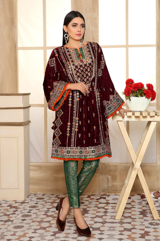 Calvert - Embroidered Velvet Unstitch 2PC