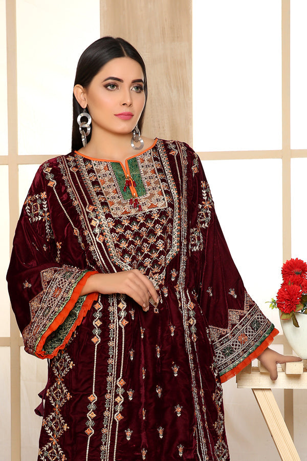 Calvert - Embroidered Velvet Unstitch 2PC