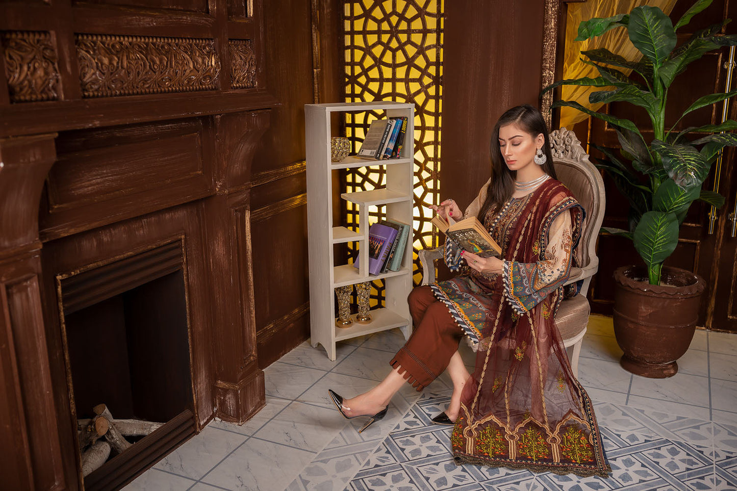 Exsellon - Digital Embroidered Swiss Voil 3PC