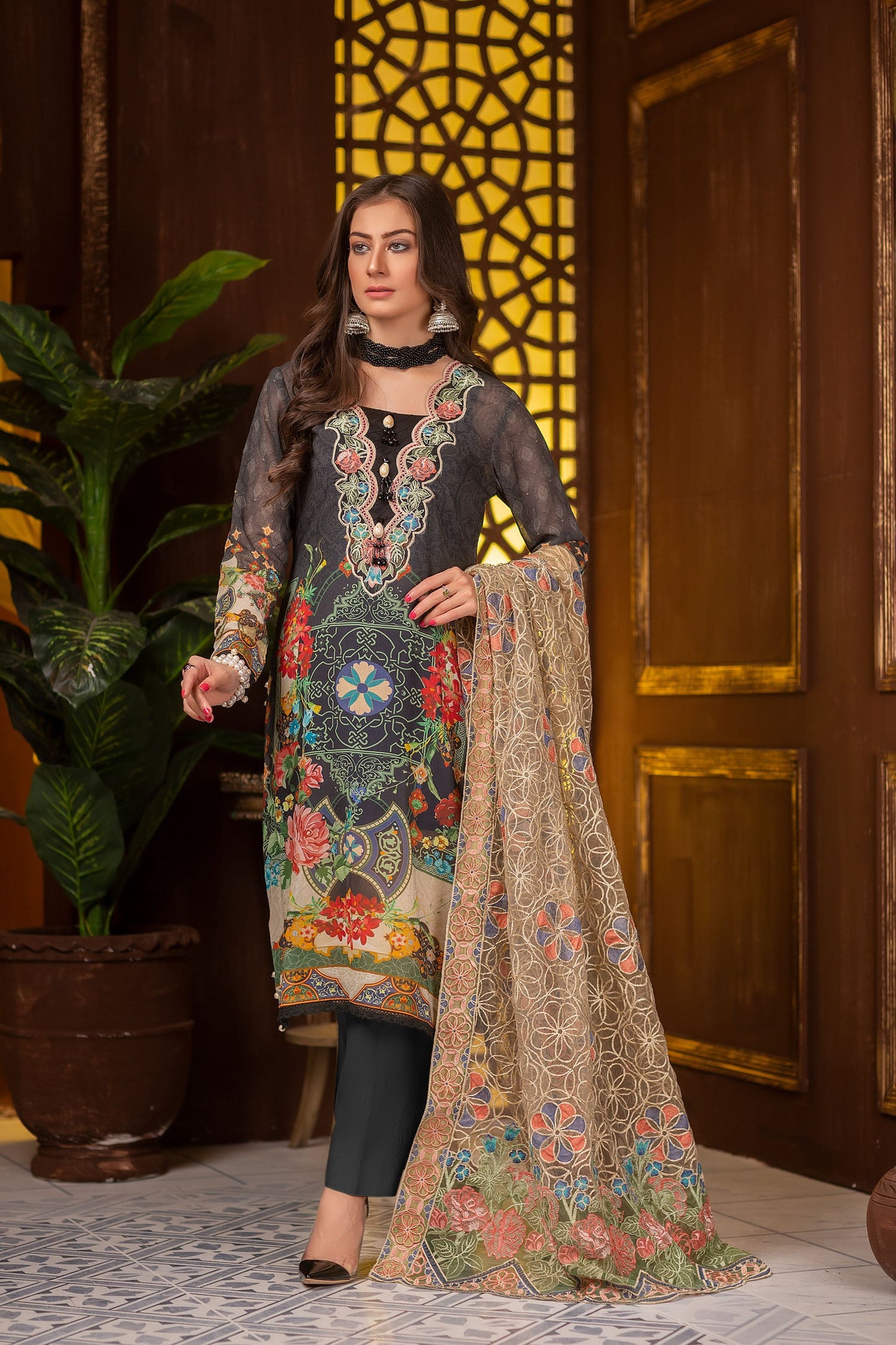 Einri - Digital Embroidered Swiss Voil 3PC