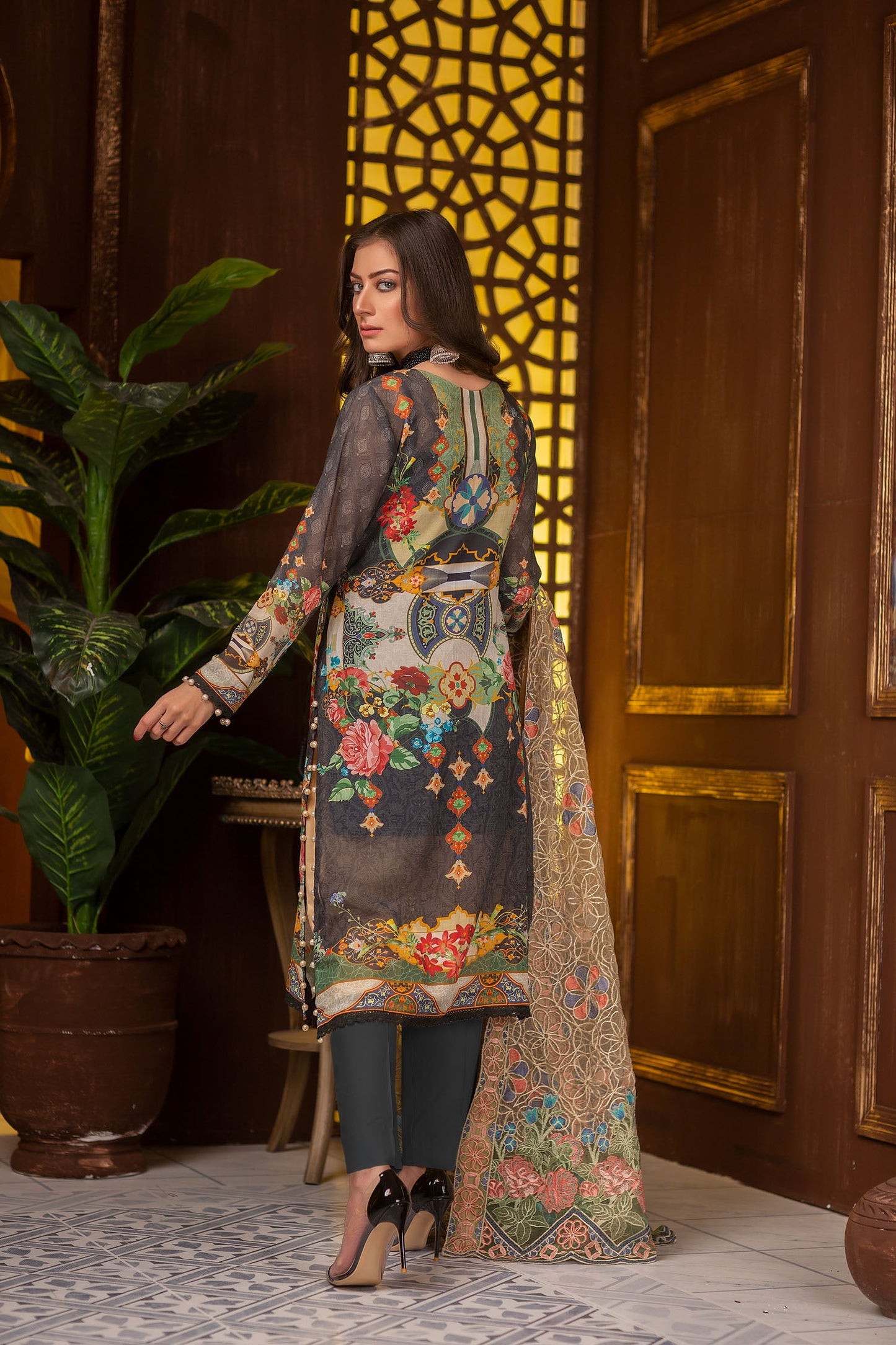 Einri - Digital Embroidered Swiss Voil 3PC