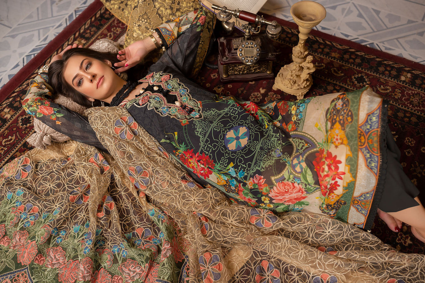 Einri - Digital Embroidered Swiss Voil 3PC