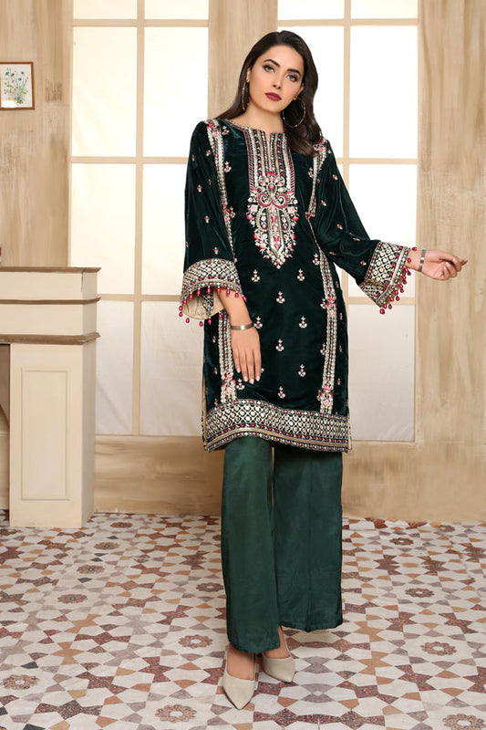 Brace - Embroidered Velvet Unstitch 2PC