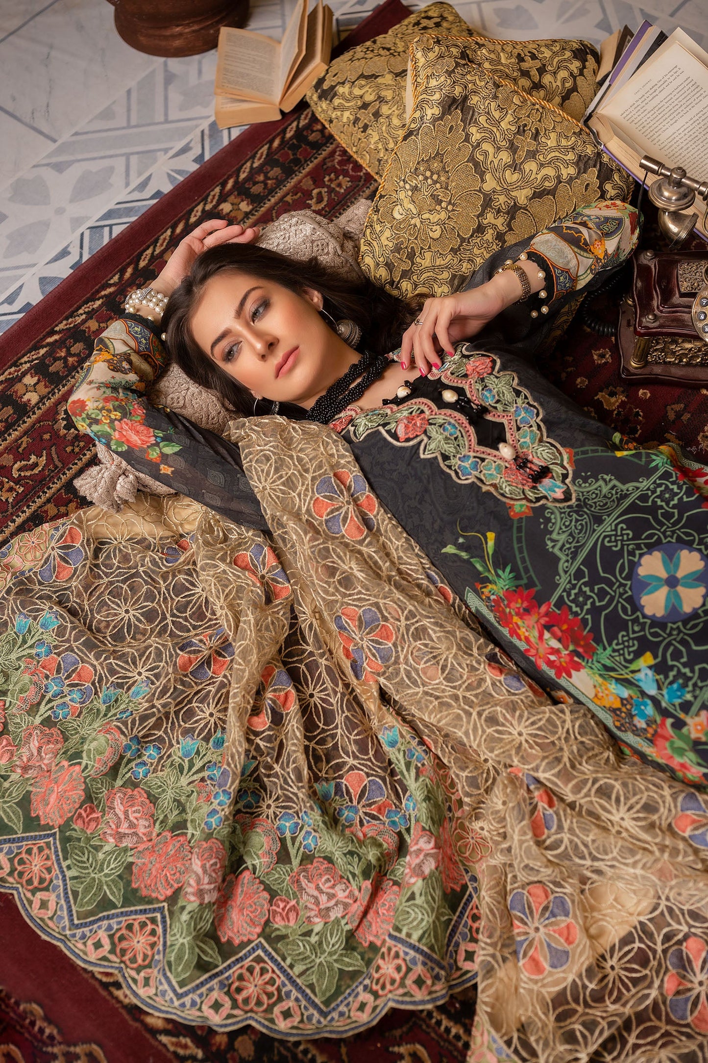 Einri - Digital Embroidered Swiss Voil 3PC